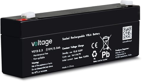 ⁨Akumulator AGM Voltage 12V 2,3Ah VE12-2.3 (Żywotność 6-9 lat)⁩ w sklepie Wasserman.eu