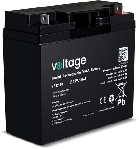 ⁨AGM Battery Voltage 12V 18Ah VE12-18⁩ at Wasserman.eu
