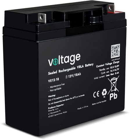 ⁨Akumulator AGM Voltage 12V 18Ah VE12-18⁩ w sklepie Wasserman.eu