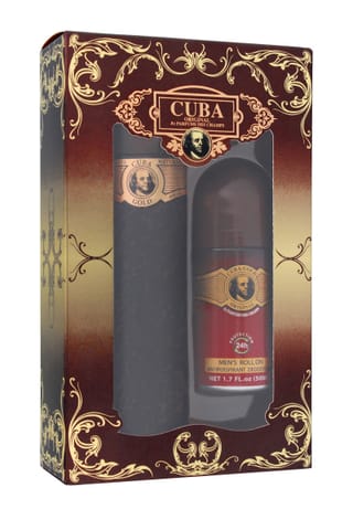 ⁨CUBA Zestaw prezentowy dla mężczyzn Gold (Woda toaletowa spray 100 ml + Dezodorant roll-on 50 ml)⁩ w sklepie Wasserman.eu