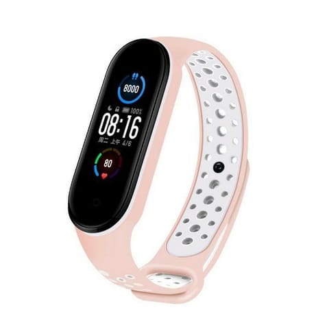 ⁨Beline pasek Design Mi Band 7/6/5 różowo-biały /pink-white⁩ w sklepie Wasserman.eu