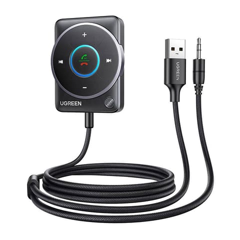 ⁨Adapter Bluetooth 5.4 Ugreen CM723, USB + mini jack 3.5mm, wbudowany mikrofon (czarny)⁩ w sklepie Wasserman.eu