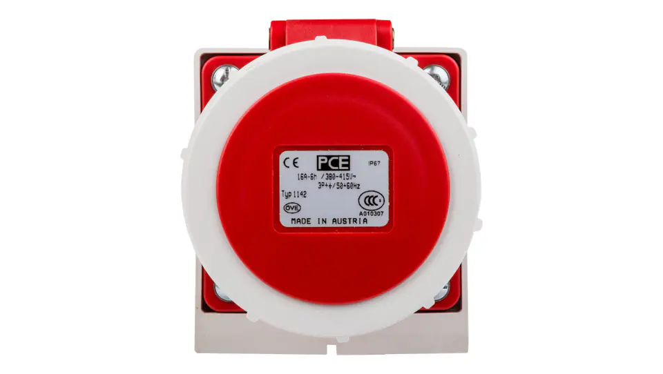 ⁨Fixed socket 16A 4P 400V red IP67 /without gland/ 1142-6⁩ at Wasserman.eu