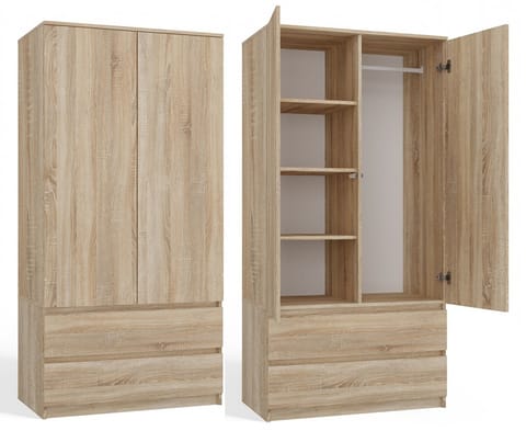 ⁨Topeshop SZAFA MALWA SON bedroom wardrobe/closet 5 shelves 2 door(s) Oak⁩ at Wasserman.eu