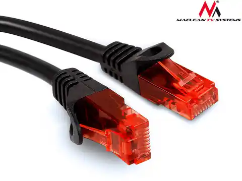 ⁨Przewód kabel patchcord UTP Maclean, wtyk-wtyk, cat6, 15m, czarny, MCTV-739⁩ w sklepie Wasserman.eu