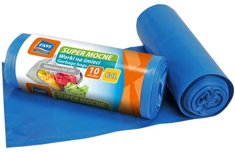 ⁨Worki na śmieci super mocne (60 L, 10 szt, niebieski)⁩ w sklepie Wasserman.eu