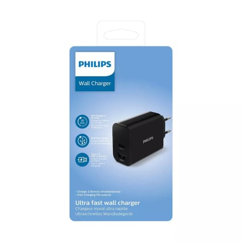 ⁨Ładowarka Philips 30W USB+TYP-C PD QC Phil-DLP2621/12⁩ w sklepie Wasserman.eu