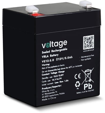 ⁨Akumulator AGM Voltage 12V 5Ah VE12-5.0⁩ w sklepie Wasserman.eu