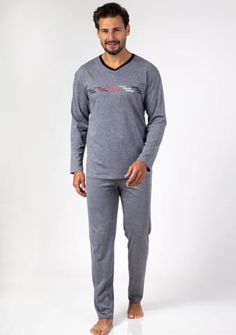 ⁨PIŻAMA REGINA MĘSKA 470 XXL-3XL (kolor melange - ciemny szary, rozmiar 3XL)⁩ w sklepie Wasserman.eu