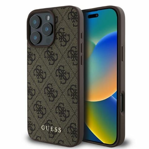 ⁨Guess GUHCP16LG4GFBR iPhone 16 Pro 6.3" brązowy/brown hardcase 4G Classic⁩ w sklepie Wasserman.eu