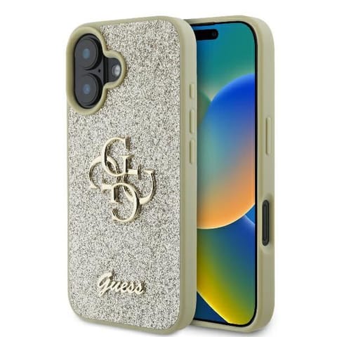 ⁨Guess GUHCP16MHG4SGD iPhone 16 Plus 6.7" złoty/gold hardcase Fixed Glitter Big 4G⁩ w sklepie Wasserman.eu