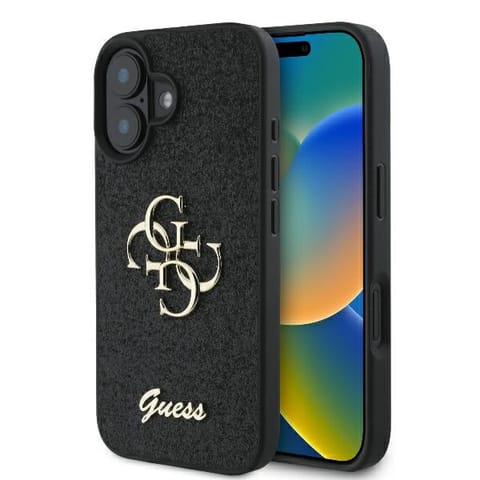 ⁨Guess GUHCP16MHG4SGK iPhone 16 Plus 6.7" czarny/black hardcase Fixed Glitter Big 4G⁩ w sklepie Wasserman.eu