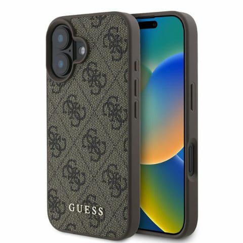 ⁨Guess GUHCP16SG4GFBR iPhone 16 6.1" brązowy/brown hardcase 4G Classic⁩ w sklepie Wasserman.eu