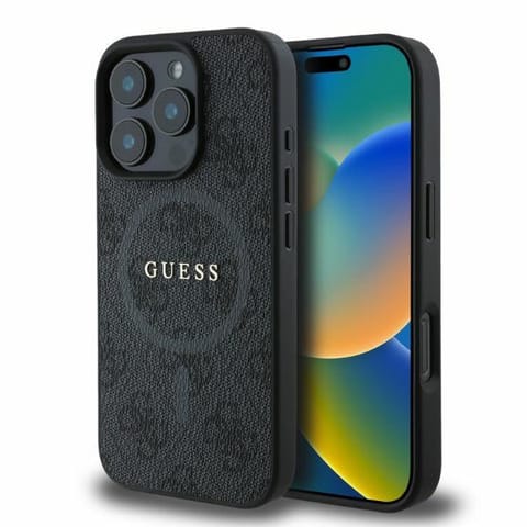 ⁨Guess GUHMP16LG4GFRK iPhone 16 Pro 6.3" czarny/black hardcase 4G Ring Classic Logo MagSafe⁩ w sklepie Wasserman.eu