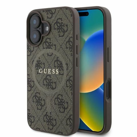 ⁨Guess GUHMP16SG4GFRW iPhone 16 6.1" brązowy/brown hardcase 4G Ring Classic Logo MagSafe⁩ w sklepie Wasserman.eu