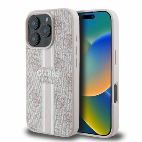 ⁨Guess GUHMP16LP4RPSP iPhone 16 Pro 6.3" różowy/pink hardcase 4G Printed Stripes MagSafe⁩ w sklepie Wasserman.eu