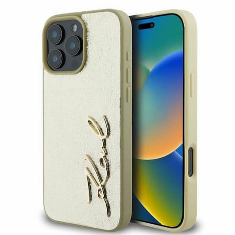 ⁨Karl Lagerfeld KLHCP16XPFMFBKMD iPhone 16 Pro Max 6.9" złoty/gold hardcase Metal Signature⁩ w sklepie Wasserman.eu