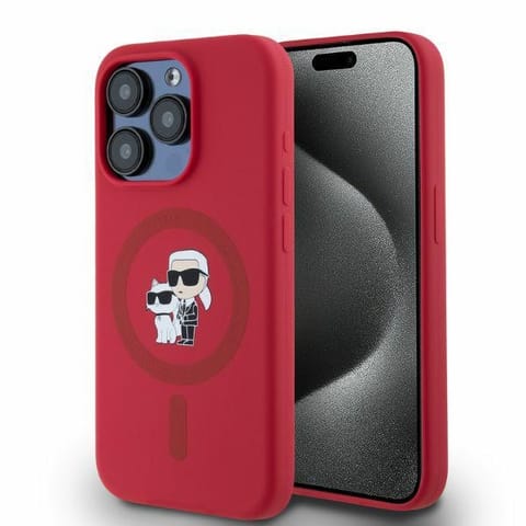 ⁨Karl Lagerfeld KLHMP15LSCMKCRHR iPhone 15 Pro 6.1" czerwony/red hardcase Silicone Karl&Choupette Heads Ring MagSafe⁩ w sklepie Wasserman.eu