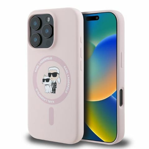 ⁨Karl Lagerfeld KLHMP16LSCMKCRHP iPhone 16 Pro 6.3" różowy/pink hardcase Silicone Karl&Choupette Ring MagSafe⁩ w sklepie Wasserman.eu