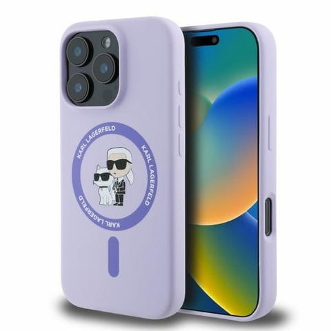 ⁨Karl Lagerfeld KLHMP16LSCMKCRHU iPhone 16 Pro 6.3" fioletowy/purple hardcase Silicone Karl&Choupette Heads Ring MagSafe⁩ w sklepie Wasserman.eu