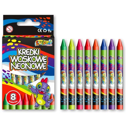 ⁨Kredki woskowe neonowe 8 kolorów DINO TT8245 PANMATE⁩ w sklepie Wasserman.eu