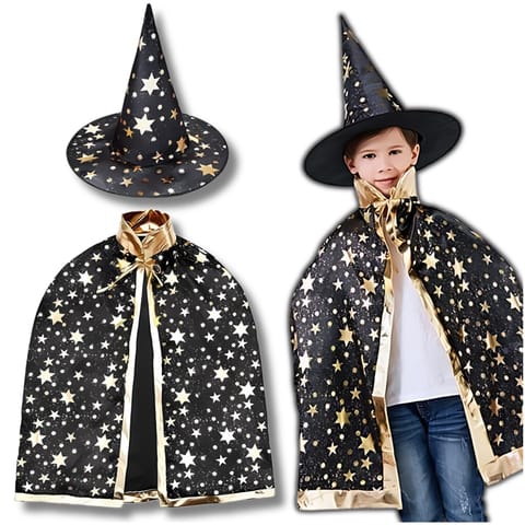 ⁨STRÓJ CZARODZIEJA MAGIKA HALLOWEEN KOSTIUM PELERYNA + KAPELUSZ⁩ w sklepie Wasserman.eu