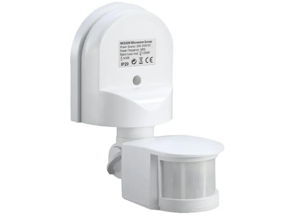 ⁨Wall-mounted motion and dusk sensor Maclean, 180°, max. 1200W, white, MCE25 W⁩ at Wasserman.eu