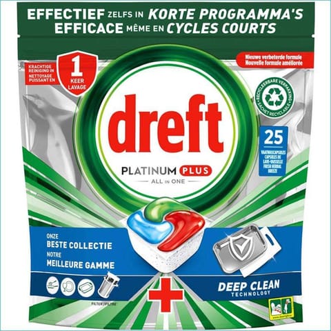 ⁨Dreft Platinum Plus All in One Tabletki do Zmywarki 25 szt.⁩ w sklepie Wasserman.eu