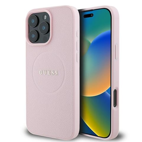 ⁨Guess GUHMP15XPGHSMMP iPhone 15 Pro Max 6.7" różowy/pink hardcase Grained Ring MagSafe⁩ w sklepie Wasserman.eu