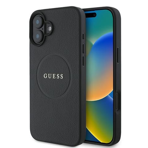 ⁨Guess GUHMP16MPGHSMMK iPhone 16 Plus 6.7" czarny/black hardcase Grained Ring MagSafe⁩ w sklepie Wasserman.eu