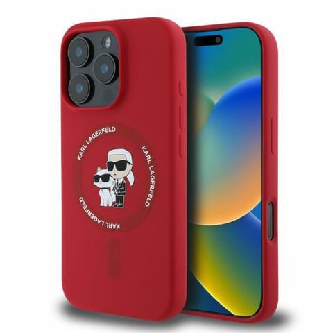 ⁨Karl Lagerfeld KLHMP16XSCMKCRHR iPhone  16 Pro Max 6.9" czerwony/red hardcase Silicone Karl&Choupette Ring MagSafe⁩ w sklepie Wasserman.eu