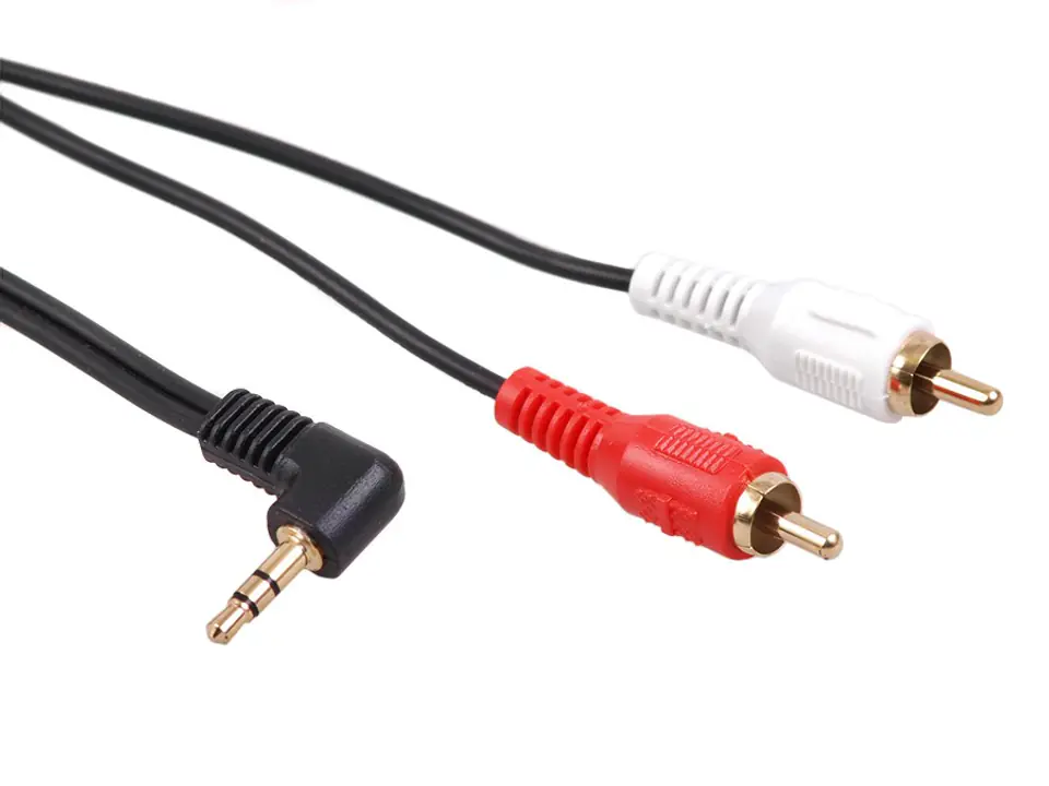 ⁨Przewód mini jack 3,5mm kątowy 2RCA 15m czarny MCTV-828⁩ w sklepie Wasserman.eu