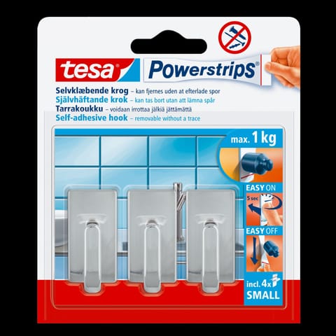 ⁨HACZYKI SAMOPRZYLEP.POWERSTRIPS 3 SZT.KWADRAT,MAŁE,CHROM⁩ w sklepie Wasserman.eu