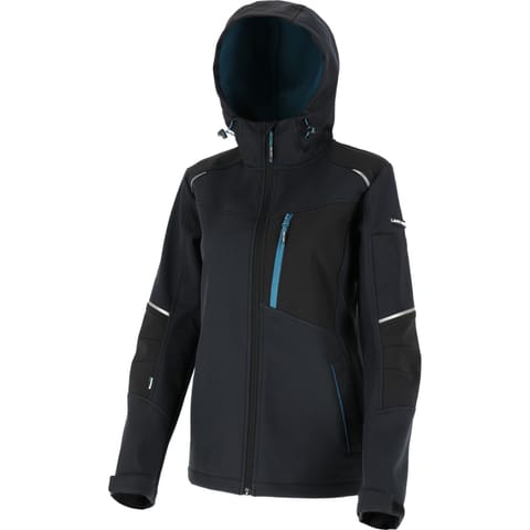 ⁨LADIES' SOFTSHELL JACKET, HOOD, BLACK-TURQUOISE,"M",CE,LAHTI⁩ at Wasserman.eu