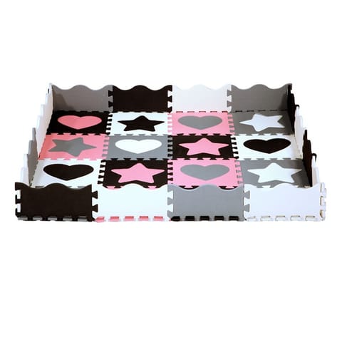 ⁨MD03 CHILDREN'S MAT PUZZLE PLAYPEN PINK HEARTS 36 PIECES 140x140CM NILS FUN⁩ at Wasserman.eu