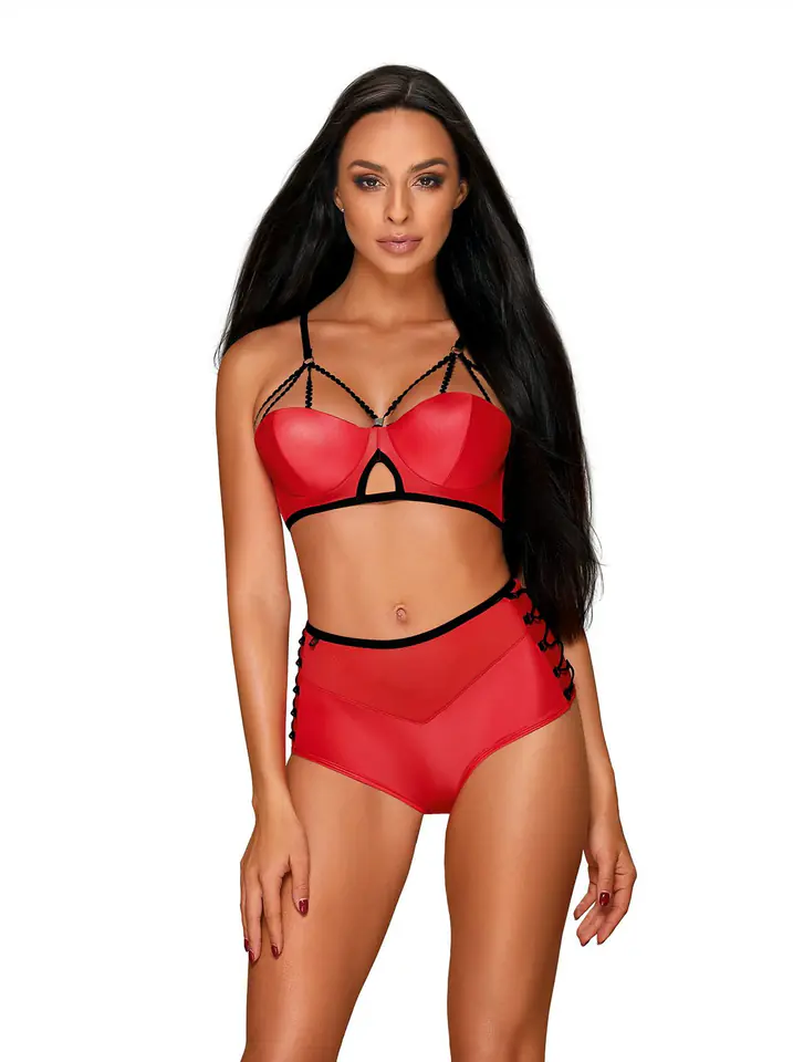 Komplet Leatheria Red 2-częściowy Czerwony (Rozmiar S/M) w sklepie Wasserman.eu