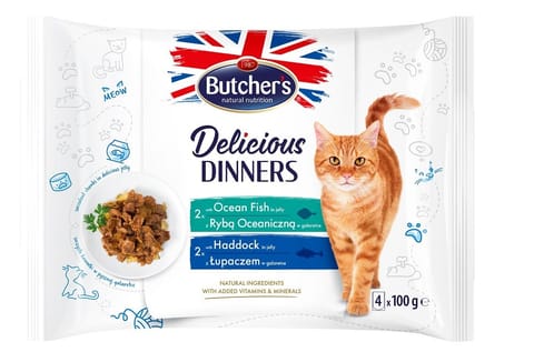 ⁨BUTCHER'S Delicious Dinners Ocean Fish, Haddock - wet cat food - 4 x 100g⁩ at Wasserman.eu