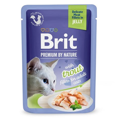 ⁨BRIT Premium Trout Fillets in Jelly - mokra karma dla kota - 85 g⁩ w sklepie Wasserman.eu