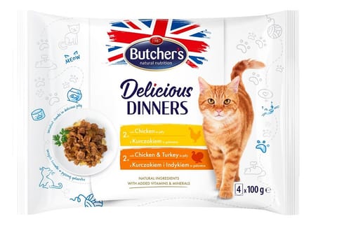 ⁨BUTCHER'S Delicious Dinners Chicken, Chicken with turkey - wet cat food - 4 x 100g⁩ at Wasserman.eu