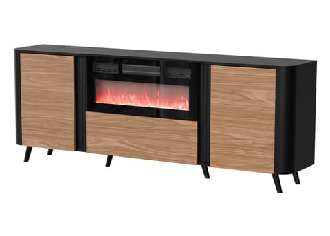 ⁨Cama Volare chest of drawers 200 x 39 x 75 cm black/walnut + fireplace⁩ at Wasserman.eu