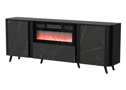 ⁨Cama Volare chest of drawers 200 x 39 x 75 cm black/san sebastian + fireplace⁩ at Wasserman.eu