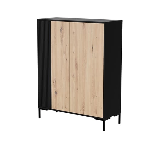 ⁨Cama MERCI chest of drawers 100 x 40 x 129 cm black/artisan oak⁩ at Wasserman.eu