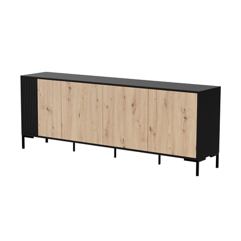 ⁨Cama MERCI chest of drawers 200 x 40 x 74 cm black/artisan oak⁩ at Wasserman.eu