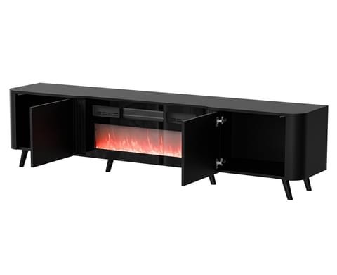 ⁨Cama Volare RTV cabinet 200 x 39 x 49 matte black + fireplace⁩ at Wasserman.eu