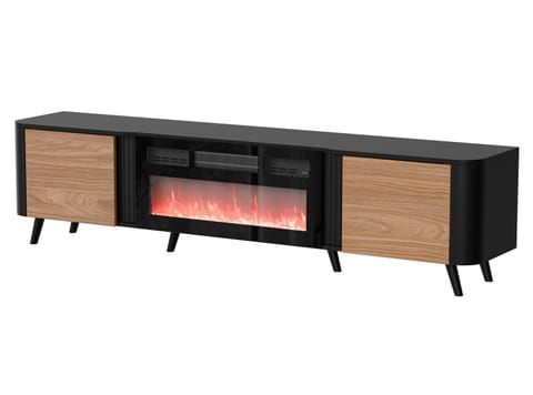 ⁨Cama Volare RTV cabinet 200 x 39 x 49 cm black/walnut + fireplace⁩ at Wasserman.eu