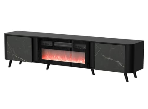 ⁨Cama RTV cabinet Volare 200 x 39 x 49 cm black/san sebastian + fireplace⁩ at Wasserman.eu