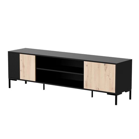 ⁨Cama RTV cabinet MERCI RTV cabinet 180 x 40 x 53.5 cm black/oak artisan⁩ at Wasserman.eu