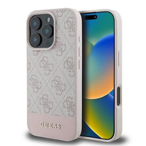 ⁨Guess GUHCP16XG4GLPI iPhone 16 Pro Max 6.9" różowy/pink hardcase 4G Bottom Stripe⁩ w sklepie Wasserman.eu