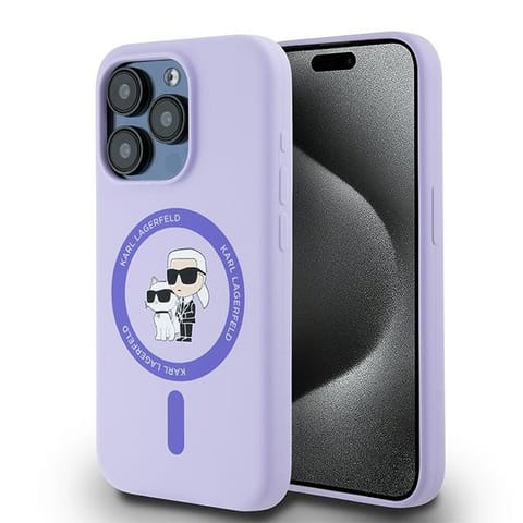 ⁨Karl Lagerfeld KLHMP15LSCMKCRHU iPhone 15 Pro 6.1" fioletowy/purple hardcase Silicone Karl&Choupette Heads Ring MagSafe⁩ w sklepie Wasserman.eu