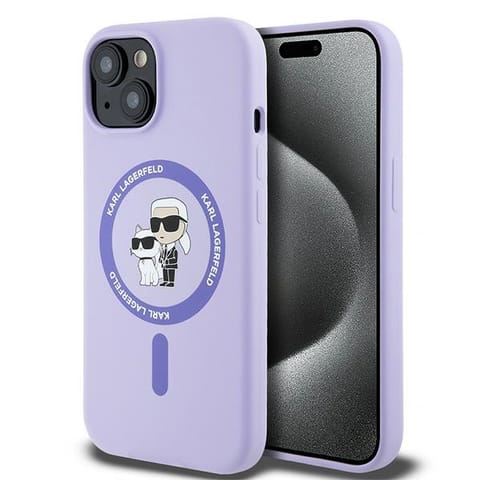 ⁨Karl Lagerfeld KLHMP15SSCMKCRHU iPhone 15 6.1" fioletowy/purple hardcase Silicone Karl&Choupette Heads Ring MagSafe⁩ w sklepie Wasserman.eu